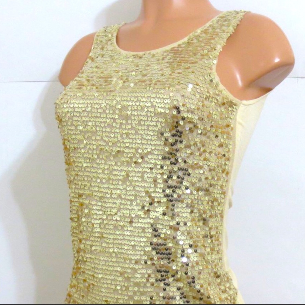 NWT Anna-Kaci S sequin tank top, Gold/ Cream